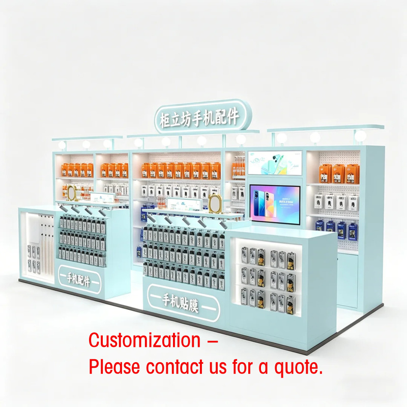 Tech Accessories Kiosk - custom.Custom Light Blue Phone Accessory Kiosk