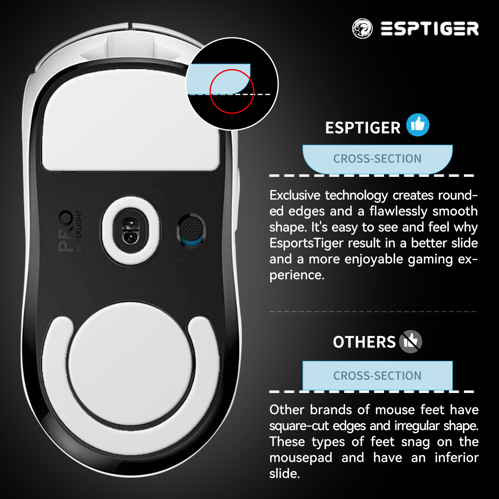 1Pack EspTiger ICE V2 Gaming M - Logitech Mouse G Pro X Superlight recension och pris